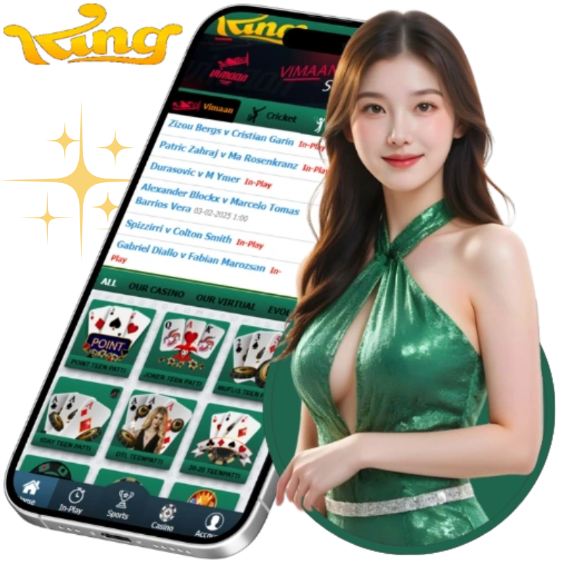 king exchange live casino with girl model and mobile phone